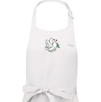 Kuchyňská zástěra Holubice míru - make love - Dámská zástěra na vaření - Univerzální velikost ( Bílá )
