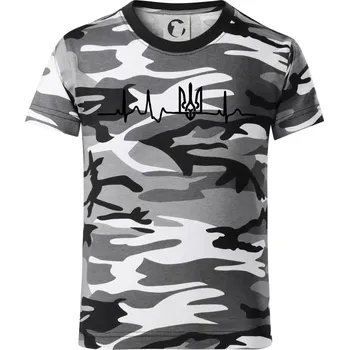 Chlapecké tričko Ekg Ukrajina trojzubec - Dětské maskáčové triko - 122 cm/6 let ( Šedý maskáč )