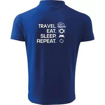 Pánská košile Eat sleep travel - Malý přívěs - Polokošile pánská Pique Polo 203 - 5XL ( Královská modrá )