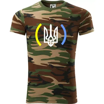 Pánské oblečení Ukrajina trojzubec s barvami - Army CAMOUFLAGE - S ( Hnědý maskáč )