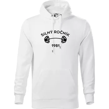 Pánská mikina Silný ročník - Letopočet 1981 - Mikina pánská Cape s kapucí - L ( Bílá )