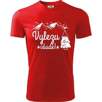Chlapecké tričko Vylezu všude - hory - Dětské triko sportovní (dresovina) - 146 cm/10 let ( Červená )