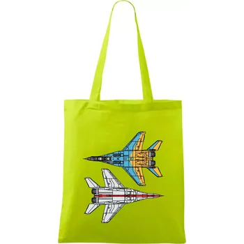 Mig 29 Fulcrum ze spoda a ze zhora - Taška bavlněná - 42 x 38 cm ( Limetková )