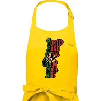 Kuchyňská zástěra Mapy - názvy měst - Portugalsko - Dámská zástěra na vaření - Univerzální velikost ( Žlutá )