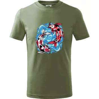 Yin & Yang Koi kapr - červený - Tričko dětské bavlněné - 146 cm/10 let ( Khaki )