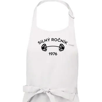 Kuchyňská zástěra Silný ročník - Letopočet 1976 - Dámská zástěra na vaření - Univerzální velikost ( Bílá )