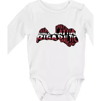 Mapy - názvy měst - Lotyšsko - Body kojenecké s dlouhým rukávem - Dlouhý r. do 3 měs ( Bílá )