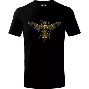 Steampunk včela s dírou ve křídle - Tričko dětské bavlněné - 98 cm / 2 roky ( Černá )