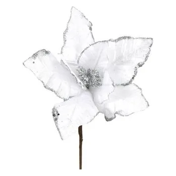 umělá květina Poinsetie třpytivá zápich - bílá (cs, DOMMIO)