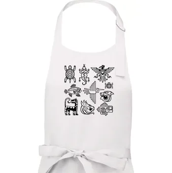 Kuchyňská zástěra Aztécká zvířata - Pánská zástěra na vaření - Univerzální velikost ( Bílá )