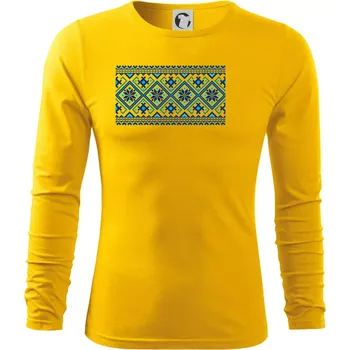 Pánské oblečení Ukrajinský vzor - modrý - Triko s dlouhým rukávem FIT-T long sleeve - M ( Žlutá )