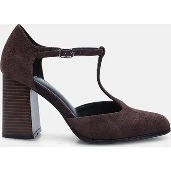 Dámské lodičky Baťa dámské t-bar lodičky z semiše hnědé, vel. 37