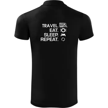 Pánská košile Eat sleep travel - Velký přívěs - Polokošile Victory sportovní (dresovina) - 3XL ( Černá )