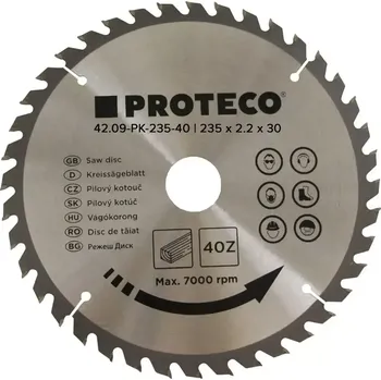 Pilový kotouč PROTECO pilový kotouč 235mm*2,2mm*30mm 40 WZ HM + redukce 30/20mm 42.09-PK235-40