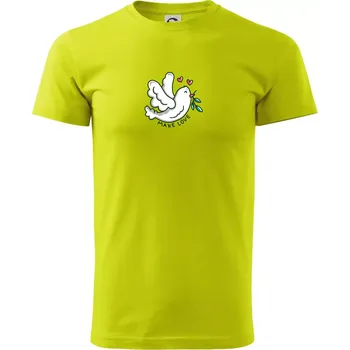Pánské tričko Holubice míru - make love - Klasické pánské triko vyšší gramáže - XL ( Limetková )