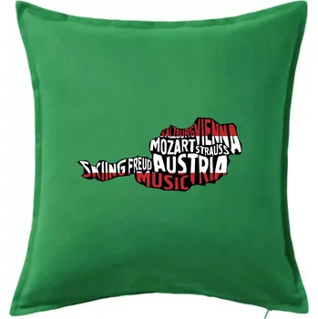 Polštář Mapy - názvy měst - Rakousko - Polštář 50x50 - 50x50 - Pouze potah ( Středně zelená )