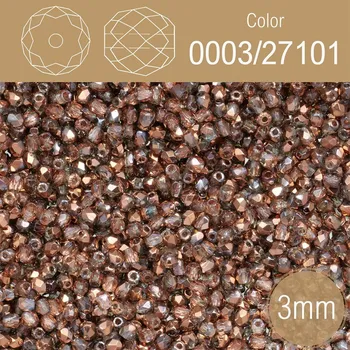 Módní doplněk Korálky BROUŠENÉ 3mm. Barva 0003/27101 průhledná s pokovem. Balení 150Ks.