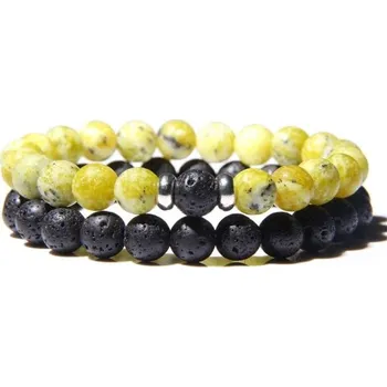 Náramek Pánský korálkový náramek 2 ks H593 19 cm 3