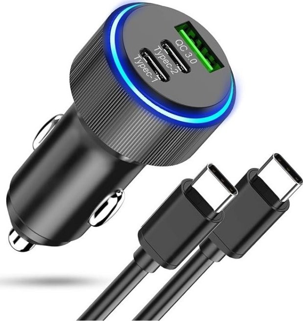 Tepow nabíječka do auta 2x USB-C + USB 66W