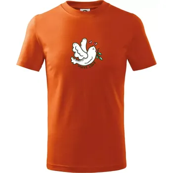 Chlapecké oblečení Holubice míru - make love - Tričko dětské bavlněné - 104-110cm / 3-4 roky ( Oranžová )