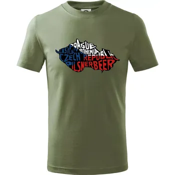 Mapy - názvy měst - Česko - Tričko dětské bavlněné - 146 cm/10 let ( Khaki )