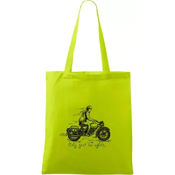 Celý život na výletě - motorka - Taška bavlněná - 42 x 38 cm ( Limetková )