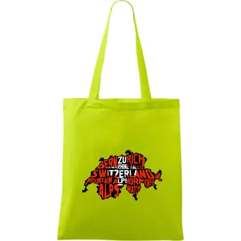 Mapy - názvy měst - Švýcarsko - Taška bavlněná - 42 x 38 cm ( Limetková )