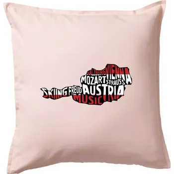 Polštář Mapy - názvy měst - Rakousko - Polštář 50x50 - 50x50 - Pouze potah ( Světle růžová )