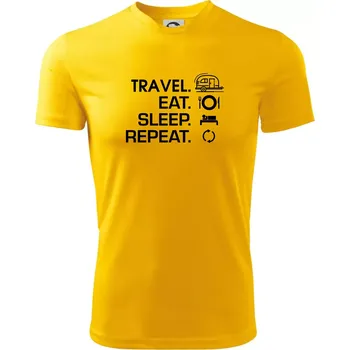 Chlapecké tričko Eat sleep travel - Malý přívěs - Dětské triko sportovní (dresovina) - 134 cm/8 let ( Žlutá )