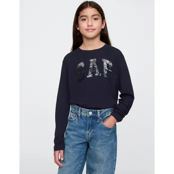 Dívčí tričko GAP Dívčí Dětské tričko s flitrovým logem GAP Modrá 116/122 (2574559)