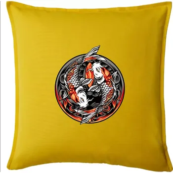Polštář Yin & Yang Koi kapr - oranžový - Polštář 50x50 - 50x50 - Pouze potah ( Žlutá )