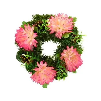 Věnec DOMMIO Dušičkový věneček s růžovými chryzantémami Ø20 cm