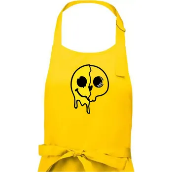 Kuchyňská zástěra Yin & Yang lebka smajlík - Pánská zástěra na vaření - Univerzální velikost ( Žlutá )