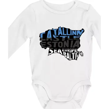Mapy - názvy měst - Estonsko - Body kojenecké s dlouhým rukávem - Dlouhý r. 3-6 měs ( Bílá )