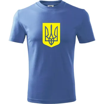 Chlapecké tričko Ukrajina znak žlutý - Tričko dětské bavlněné - 98 cm / 2 roky ( Azurově modrá )