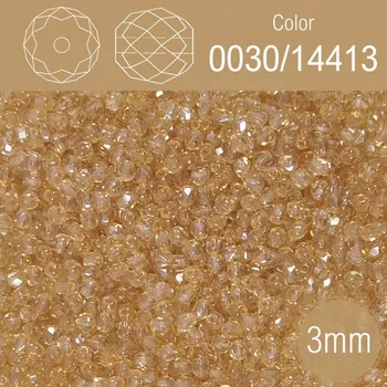 Módní doplněk Korálky BROUŠENÉ 3mm. Barva 0030/14413 průhledná hnědá s listrem. Balení 150Ks.