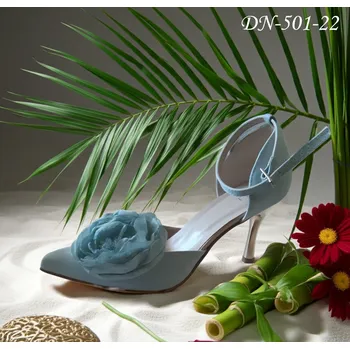 Dámské lodičky Semišové svatební boty s květinou - mentolové Velikost obuvi: 35