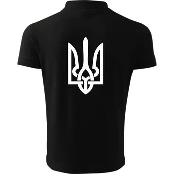 Pánská košile Ukrajina trojzubec velký - Polokošile pánská Pique Polo 203 - S ( Černá )
