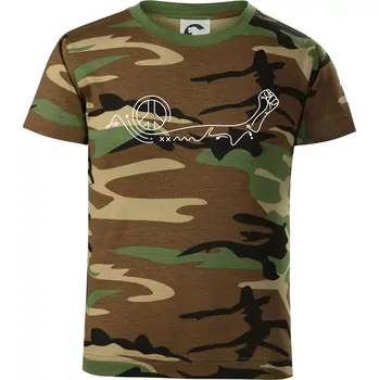 Chlapecké tričko Pěst a symbol míru - Dětské maskáčové triko - 134 cm/8 let ( Hnědý maskáč )