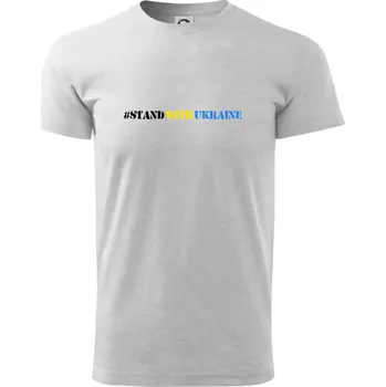 Pánské tričko #StandWithUkraine - Triko extra velké (5-8XL) - 8XL ( Světlešedý Melír )