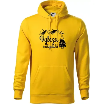 Pánská mikina Vylezu všude - hory - Mikina pánská Cape s kapucí - S ( Žlutá )
