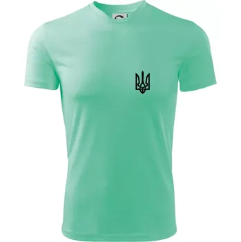 Chlapecké tričko Ukrajina trojzubec prso - Dětské triko sportovní (dresovina) - 146 cm/10 let ( Mátová )