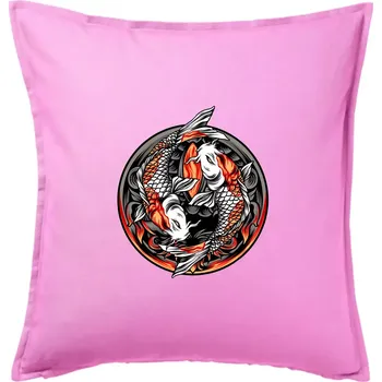 Polštář Yin & Yang Koi kapr - oranžový - Polštář 50x50 - 50x50 - Pouze potah ( Růžová )