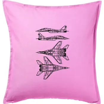 Polštář Mig 29 Fulcrum - obrys - Polštář 50x50 - 50x50 - Pouze potah ( Růžová )