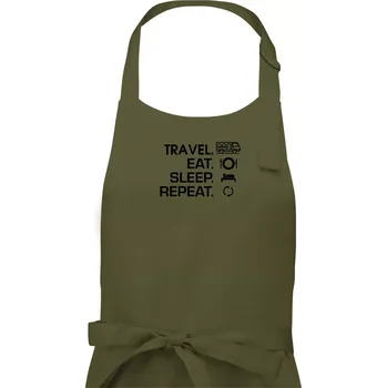 Kuchyňská zástěra Eat sleep travel - Van - Pánská zástěra na vaření - Univerzální velikost ( Khaki )
