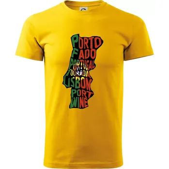 Pánské tričko Mapy - názvy měst - Portugalsko - Triko extra velké (5-8XL) - 8XL ( Žlutá )