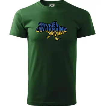 Pánské tričko Ukrajina - jména měst - Evropa - Triko extra velké (5-8XL) - 6XL ( Lahvově zelená )