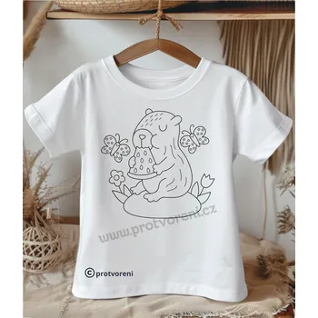 Chlapecké tričko Tričko jako omalovánka Tričko k vybarvení, dětské, KAPYBARA - na kameni, 1 ks zvolte VELIKOST textilu ZDE:: 11/12 let Beagle