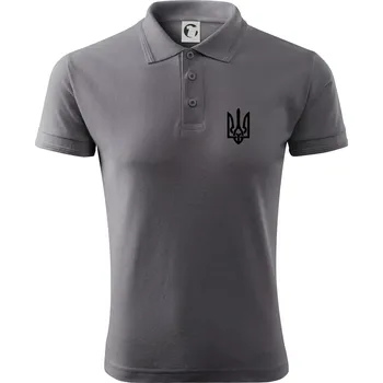 Pánská košile Ukrajina trojzubec prso - Polokošile pánská Pique Polo 203 - 3XL ( Ocelově šedá )