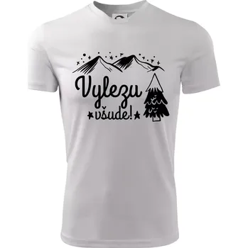 Chlapecké tričko Vylezu všude - hory - Dětské triko sportovní (dresovina) - 122 cm/6 let ( Bílá )